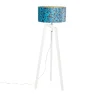 QAZQA Vloerlamp tripod hout met vlinders velours kap 50 cm - Puros