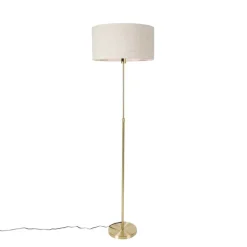 QAZQA Vloerlamp verstelbaar goud met kap lichtgrijs 50 cm - Parte