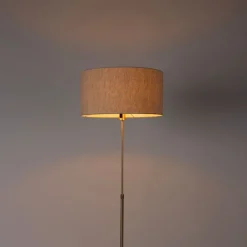 QAZQA Vloerlamp verstelbaar goud met kap lichtgrijs 50 cm - Parte