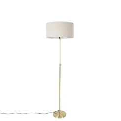 QAZQA Vloerlamp verstelbaar goud met kap lichtgrijs 50 cm - Parte