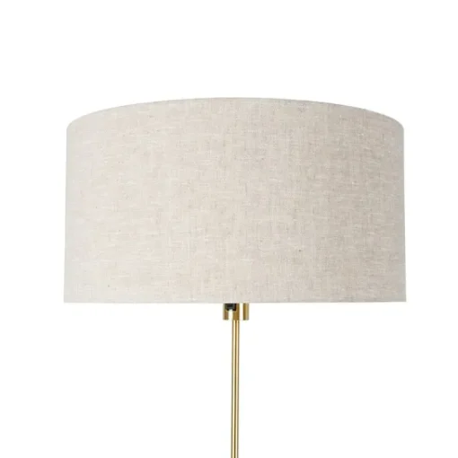 QAZQA Vloerlamp verstelbaar goud met kap lichtgrijs 50 cm - Parte
