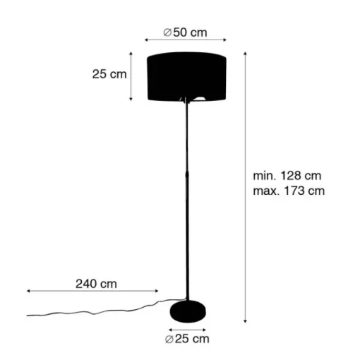 QAZQA Vloerlamp verstelbaar goud met kap lichtgrijs 50 cm - Parte