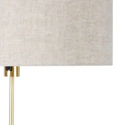 QAZQA Vloerlamp verstelbaar goud met kap lichtgrijs 50 cm - Parte