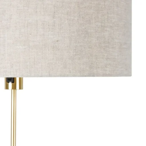 QAZQA Vloerlamp verstelbaar goud met kap lichtgrijs 50 cm - Parte