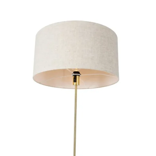 QAZQA Vloerlamp verstelbaar goud met kap lichtgrijs 50 cm - Parte