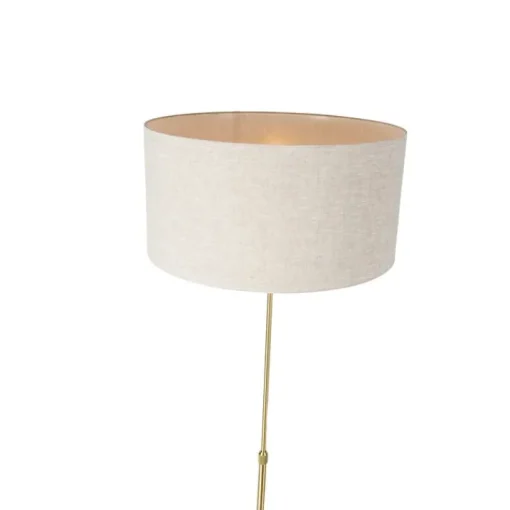 QAZQA Vloerlamp verstelbaar goud met kap lichtgrijs 50 cm - Parte
