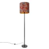 QAZQA Vloerlamp zwart kap pauw dessin rood 40 cm  - Simplo
