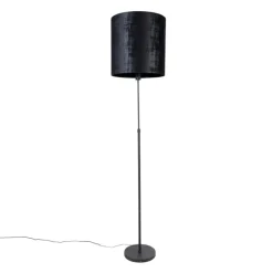 QAZQA Vloerlamp zwart kap zwart 40 cm verstelbaar - Parte