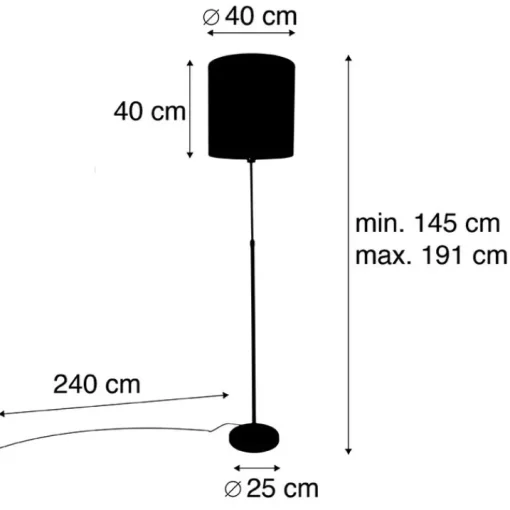 QAZQA Vloerlamp zwart kap zwart 40 cm verstelbaar - Parte