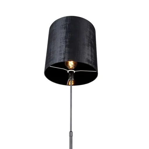 QAZQA Vloerlamp zwart kap zwart 40 cm verstelbaar - Parte