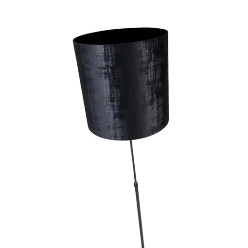 QAZQA Vloerlamp zwart kap zwart 40 cm verstelbaar - Parte