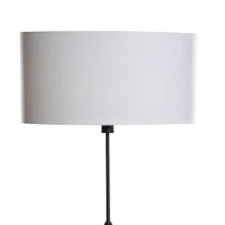 QAZQA Vloerlamp zwart met ovale linnen kap wit 50cm - Parte