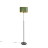 QAZQA Vloerlamp zwart met velours kap groen met goud 35 cm - Parte