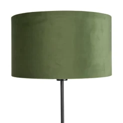 QAZQA Vloerlamp zwart met velours kap groen met goud 35 cm - Parte