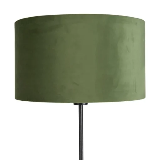 QAZQA Vloerlamp zwart met velours kap groen met goud 35 cm - Parte