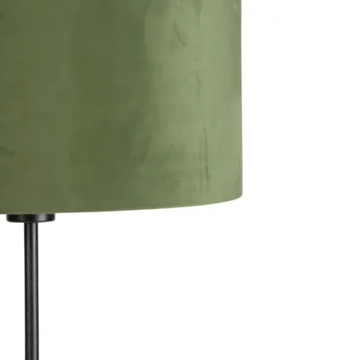 QAZQA Vloerlamp zwart met velours kap groen met goud 35 cm - Parte