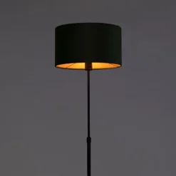 QAZQA Vloerlamp zwart met velours kap groen met goud 35 cm - Parte