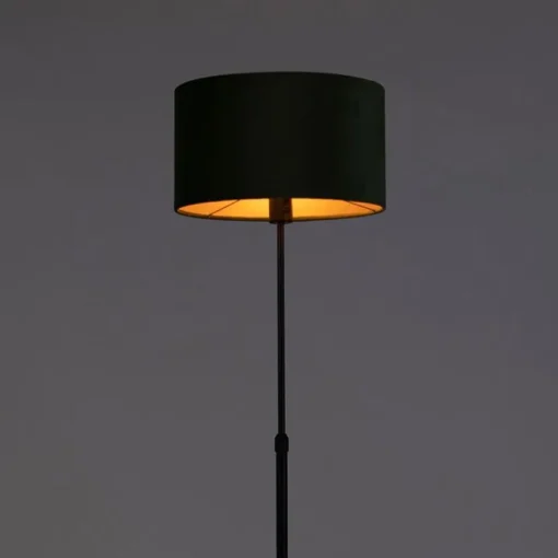 QAZQA Vloerlamp zwart met velours kap groen met goud 35 cm - Parte