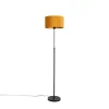 QAZQA Vloerlamp zwart met velours kap okergele met goud 35 cm - Parte
