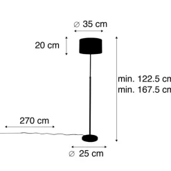 QAZQA Vloerlamp zwart met velours kap okergele met goud 35 cm - Parte
