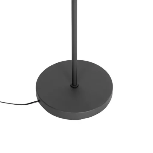 QAZQA Vloerlamp zwart met zwart plisse kap en verstelbare arm - Ladas Deluxe