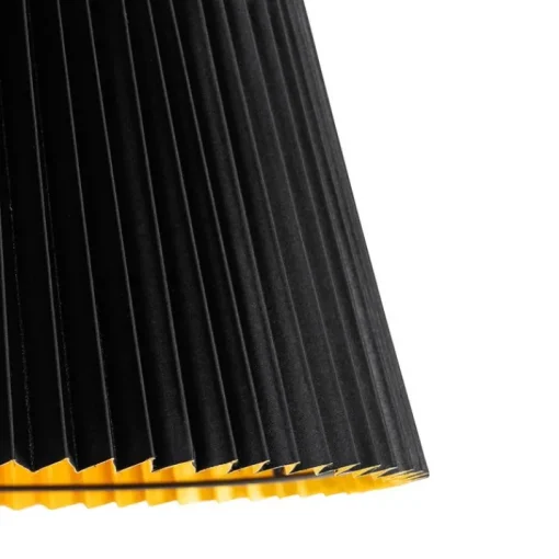 QAZQA Vloerlamp zwart met zwart plisse kap en verstelbare arm - Ladas Deluxe