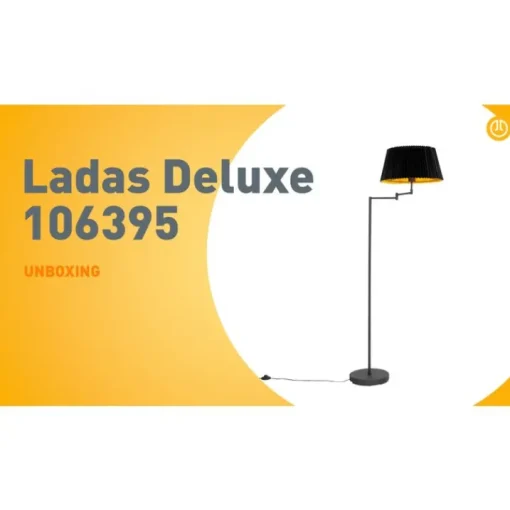 QAZQA Vloerlamp zwart met zwart plisse kap en verstelbare arm - Ladas Deluxe