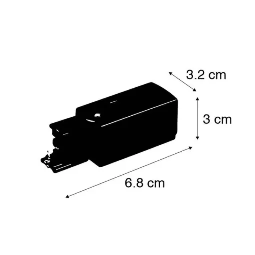 QAZQA Voeding voor 3-fase rail rechts zwart - 3-Phase