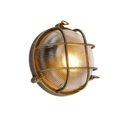 QAZQA Wand- en plafondlamp goud/messing rond IP44 - Noutica