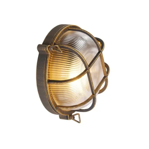 QAZQA Wand- en plafondlamp goud/messing rond IP44 - Noutica