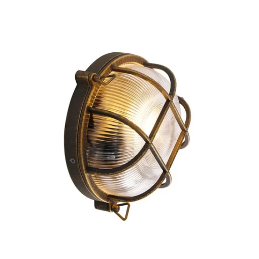 QAZQA Wand- en plafondlamp goud/messing rond IP44 - Noutica