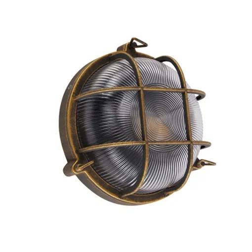 QAZQA Wand- en plafondlamp goud/messing rond IP44 - Noutica