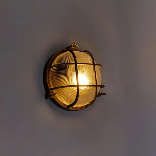 QAZQA Wand- en plafondlamp goud/messing rond IP44 - Noutica