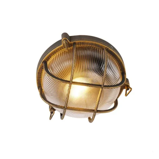 QAZQA Wand- en plafondlamp goud/messing rond IP44 - Noutica