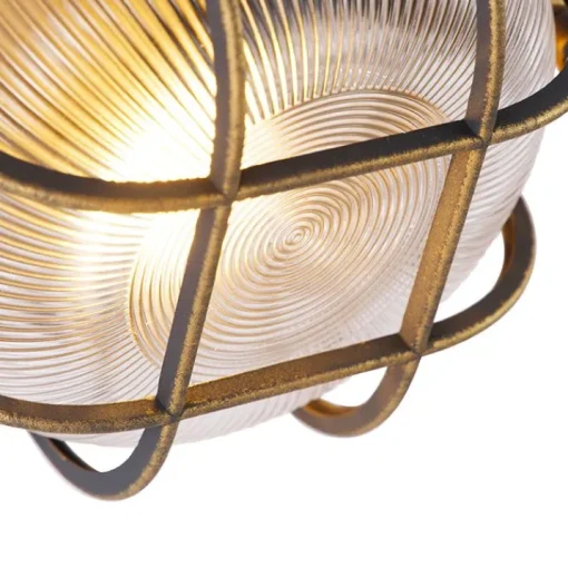 QAZQA Wand- en plafondlamp goud/messing rond IP44 - Noutica
