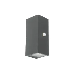 QAZQA Wandlamp donkergrijs 2-lichts IP44 met bewegingssensor - Baleno