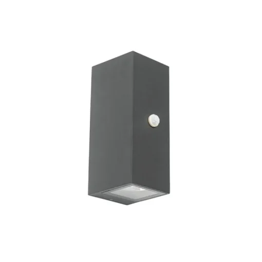 QAZQA Wandlamp donkergrijs 2-lichts IP44 met bewegingssensor - Baleno