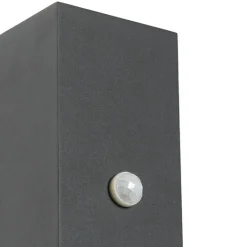 QAZQA Wandlamp donkergrijs 2-lichts IP44 met bewegingssensor - Baleno