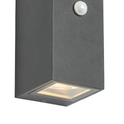 QAZQA Wandlamp donkergrijs 2-lichts IP44 met bewegingssensor - Baleno