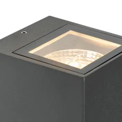QAZQA Wandlamp donkergrijs 2-lichts IP44 met bewegingssensor - Baleno