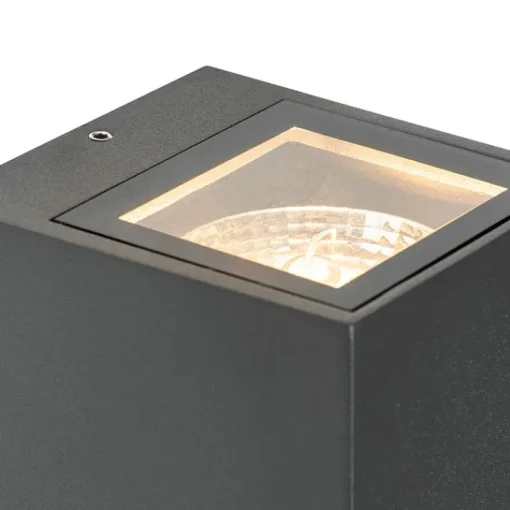 QAZQA Wandlamp donkergrijs 2-lichts IP44 met bewegingssensor - Baleno