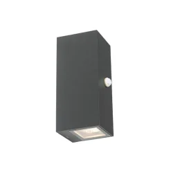 QAZQA Wandlamp donkergrijs 2-lichts IP44 met bewegingssensor - Baleno