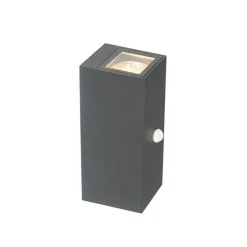 QAZQA Wandlamp donkergrijs 2-lichts IP44 met bewegingssensor - Baleno