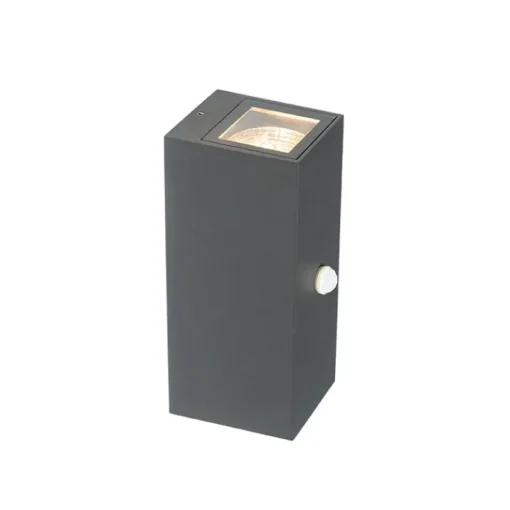 QAZQA Wandlamp donkergrijs 2-lichts IP44 met bewegingssensor - Baleno