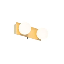 QAZQA Wandlamp goud 28 cm IP44 2-lichts met schakelaar - Cederic