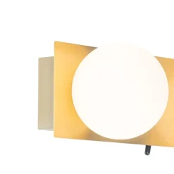 QAZQA Wandlamp goud 28 cm IP44 2-lichts met schakelaar - Cederic