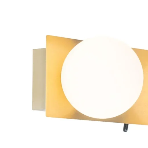 QAZQA Wandlamp goud 28 cm IP44 2-lichts met schakelaar - Cederic