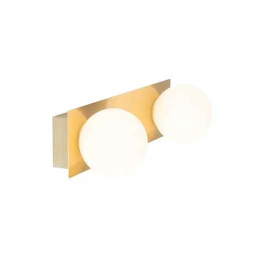 QAZQA Wandlamp goud 28 cm IP44 2-lichts met schakelaar - Cederic