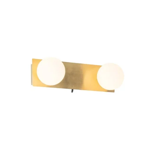 QAZQA Wandlamp goud 28 cm IP44 2-lichts met schakelaar - Cederic