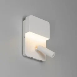 QAZQA Wandlamp wit incl. LED met USB en leeslamp met schakelaar - Robin